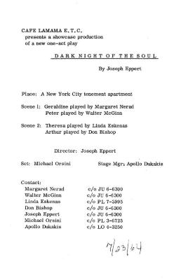 Program:  "Dark Night of the Soul"