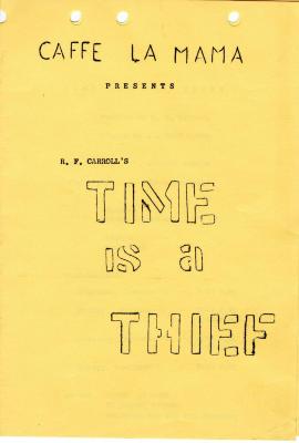 Program for "Time is a Thief" (1963) (front)