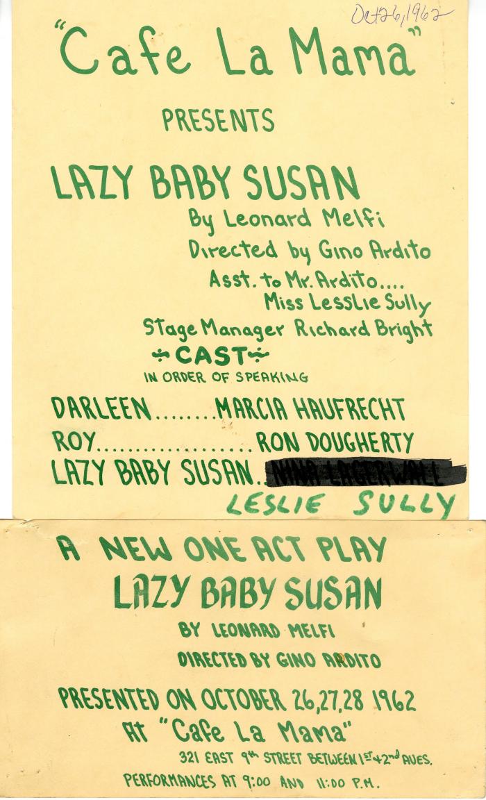 Palm card: "Lazy Baby Susan"