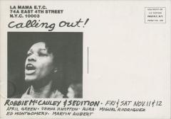 Promotional postcard:"Calling Out" (1983) (v)