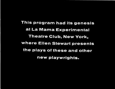 Title Cards: "La MaMa Playwrights on NET Playhouse" (1965)