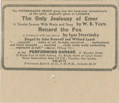 Advertisement: "Renard" and "The Only Jealousy of Emer" (1970b)