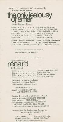 Program: "Renard" and "The Only Jealousy of Emer" (1970b)