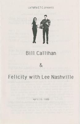 Program: Bill Callihan &amp; Felicity with Lee Nashville (1988)