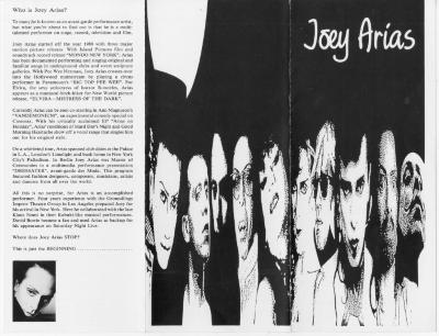 Flyer for Joey Arias: "Diva Den" (1989)