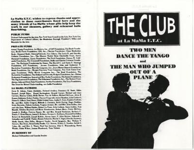 Program, program master, posters, postcard: Two Men Dance the Tango and The Man Who Jumped Out of a Plane