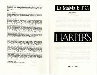 Program and program master: An Evening With Harper's (1990)