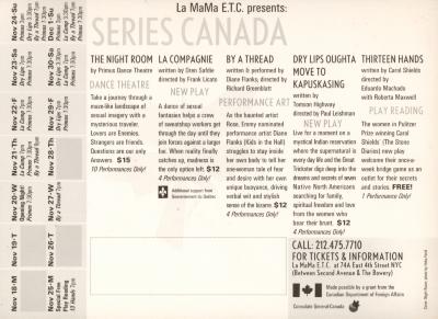 Festival Program: "Series Canada Contemporary Theatre" (1996) [VERSO]