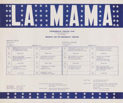 Poster: "La MaMa Repertory Troupe First European Tour" Paris & Copenhagen (1965)