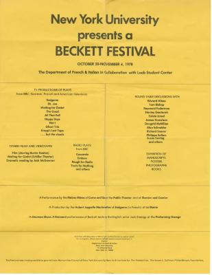 Promotional Materials for Beckett Festival (1978)