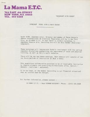 Press Release for "Movement With Sound" Workshop (1981) (1)