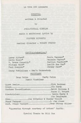 Program for "Godspell" (1981)