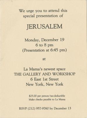 Invitation: "Jerusalem" (1983)