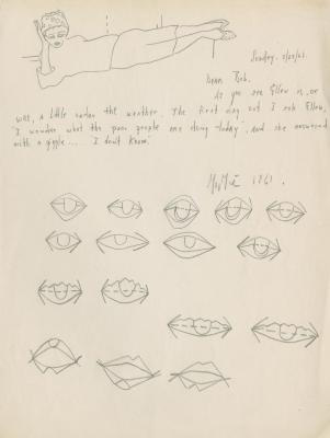Drawing of Ellen Stewart, with Note (1961)
