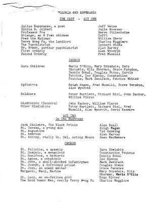 Cast List: "Gloria and Esperanza" (1969a)