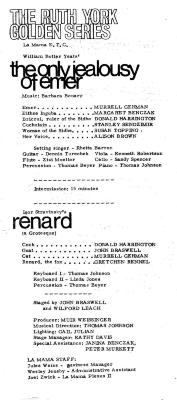 Program: "Renard" And "The Only Jealousy Of Emer" (1970a)