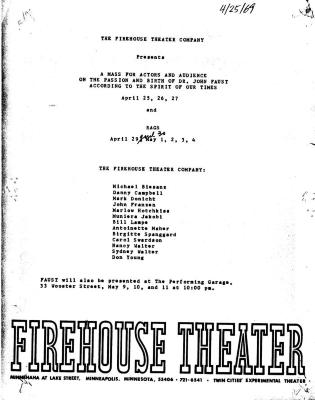 Program: "Faust" and "Rags" (1969)