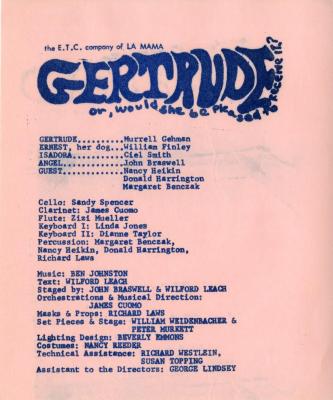 Program for "Gertrude" (1970)