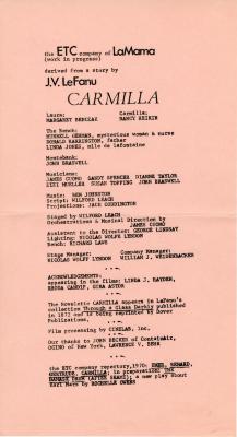 Program for "Carmilla" (1970)