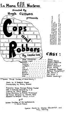 Program for "Cops and Robbers" (1971) (front)