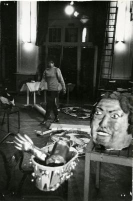 Ellen Stewart with Mask and Props (Paris 1965)