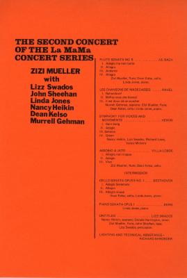 Program: "Music at La MaMa: Zizi Mueller" (1972)